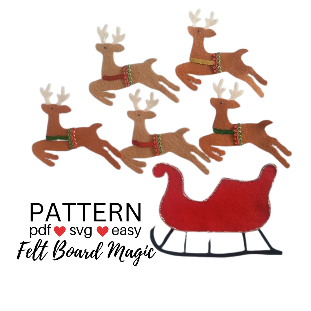 Five Little Reindeer Felt Set Pattern