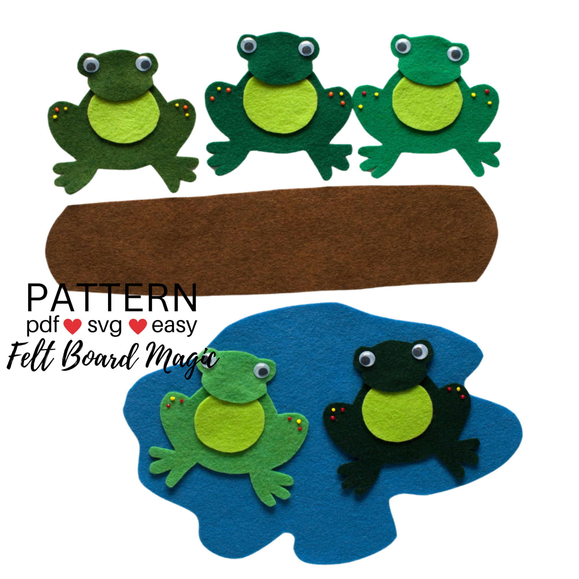 Five Little Speckled Frogs Felt Set Pattern – Felt Board Magic five-little-speckled-frogs-felt-set-pattern-felt-board-magic