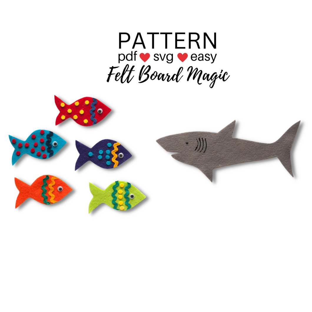 Five Little Fish Swimming in the Sea Felt Set Pattern