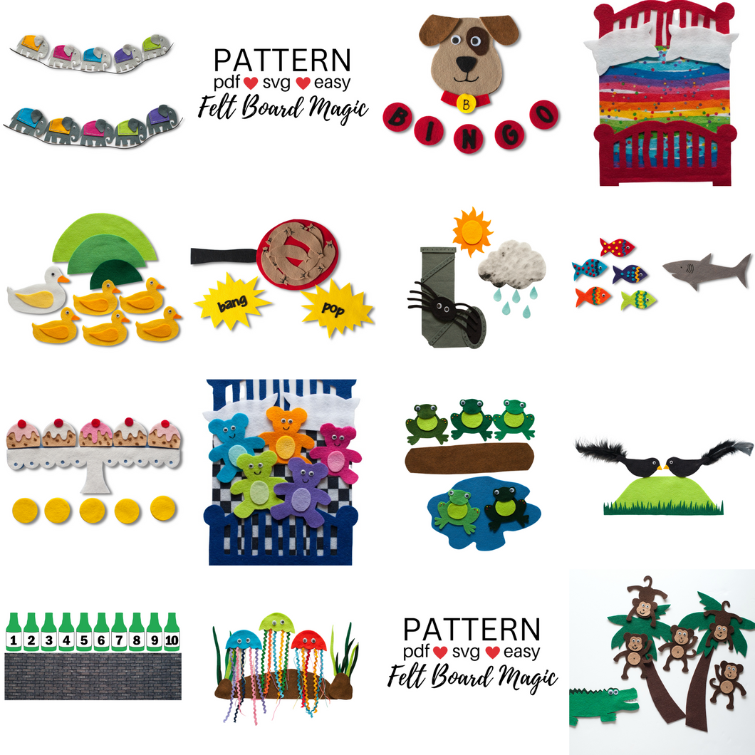 Classic Childrens Rhymes and Songs Felt Set Pattern Bundle