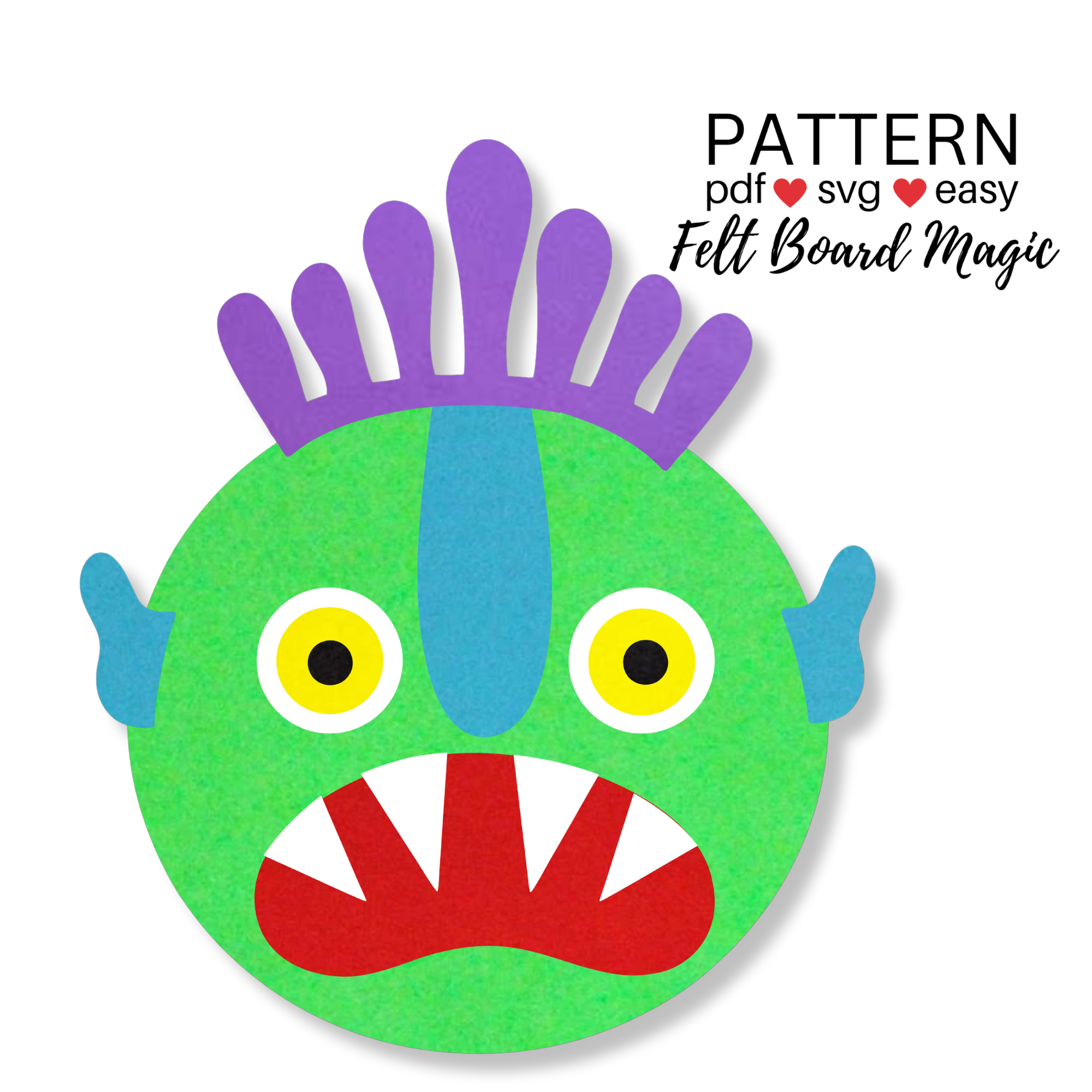 Go Away Big Green Monster Felt Set Pattern