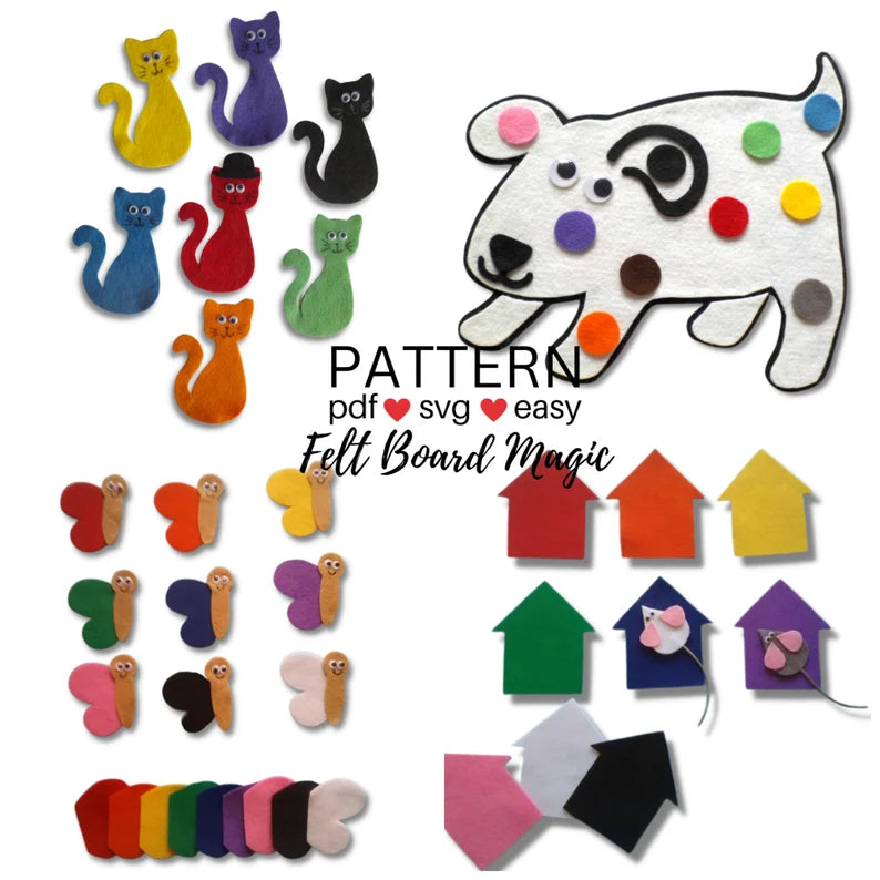 Printable Felt Patterns Magic.pdf Colours 1 Felt Set Pattern Bundle – Felt Board Magic